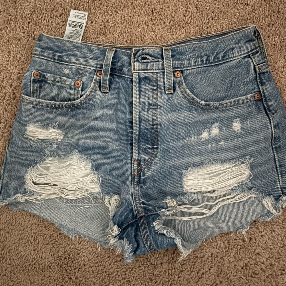 Levi’s distressed blue Jean shorts